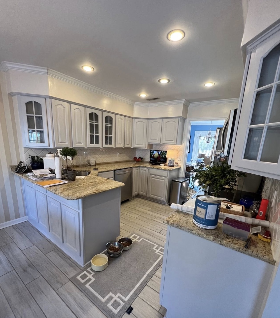 Kitchen after painting - white cabinets